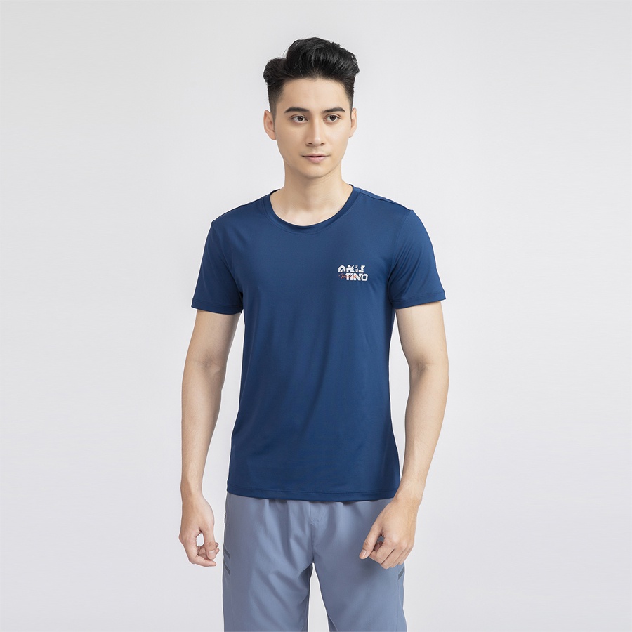 Áo phông nam Aristino dáng slimfit cổ tròn vải thoáng mát co giãn nhẹ bền màu ATS016S1