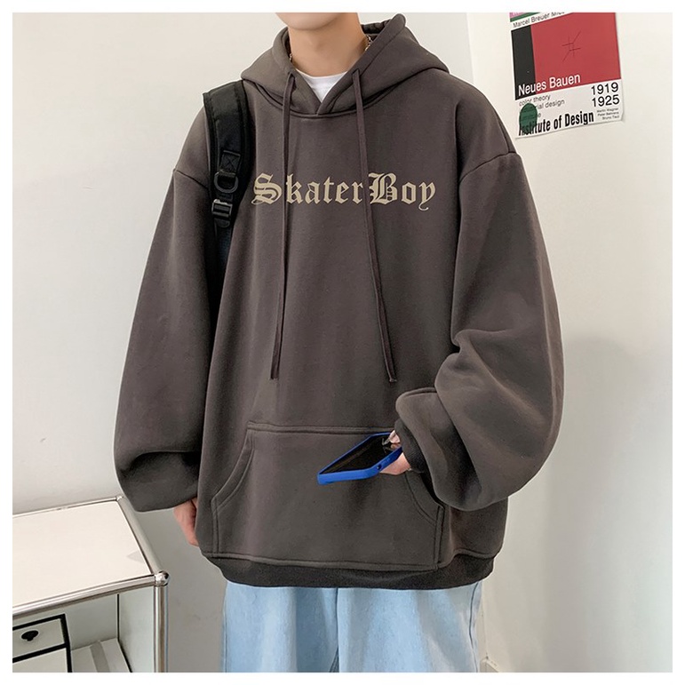 Áo Hoodie Đen / Kaki Tay Dài In Chữ Thập Phong Cách Gothic Thời Trang Mùa Đông Hàn Quốc Size M-5XL Cho Nam