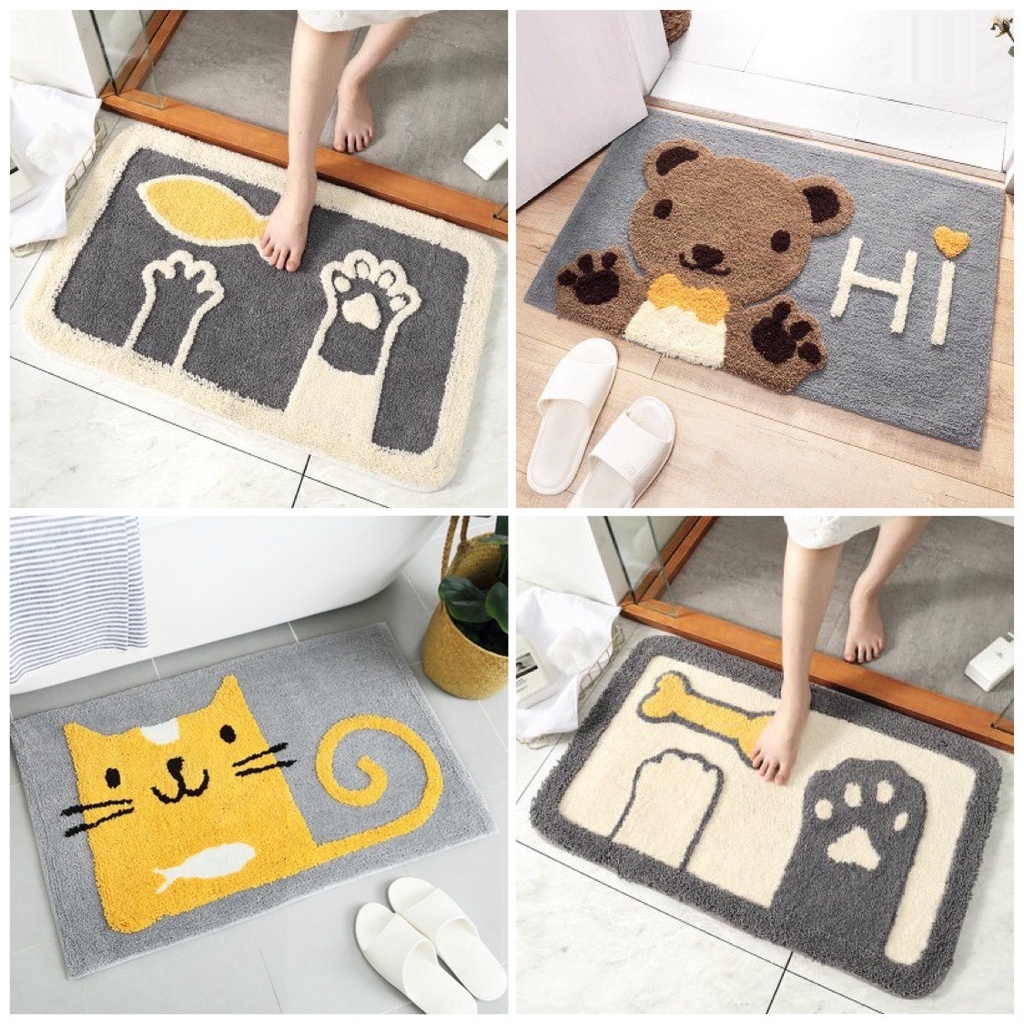 Thảm chùi chân lông len thấm hút tốt, thảm lau chân nhà tắm chống trơn trượt