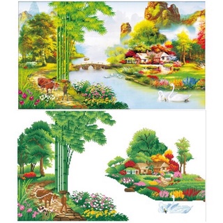 Tranh đính đá phong cảnh làng quê vs083 kt 80x50cm