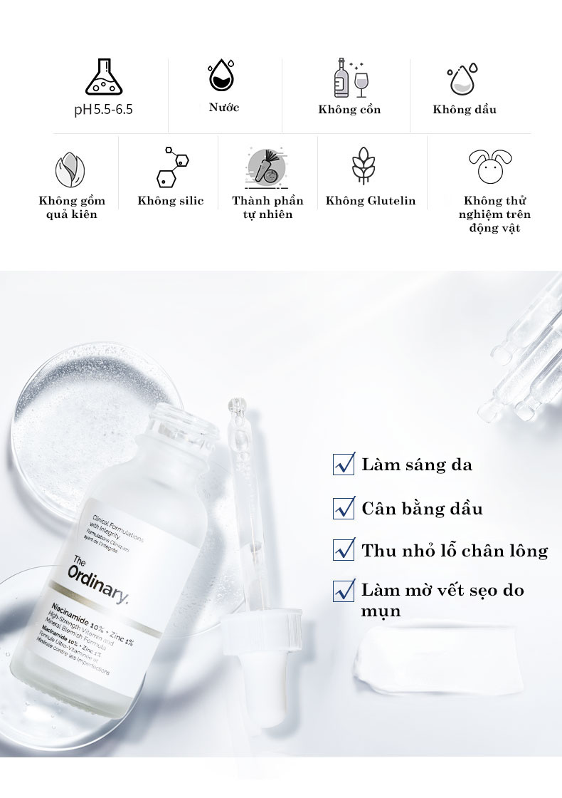 [Hàng Mới Về]  THE ORDINARY NIACINAMIDE 10% + ZINC 1% SERUM TRI MỤN, MỜ THÂM SÁNG DA TINH CHẤT  30ml | BigBuy360 - bigbuy360.vn