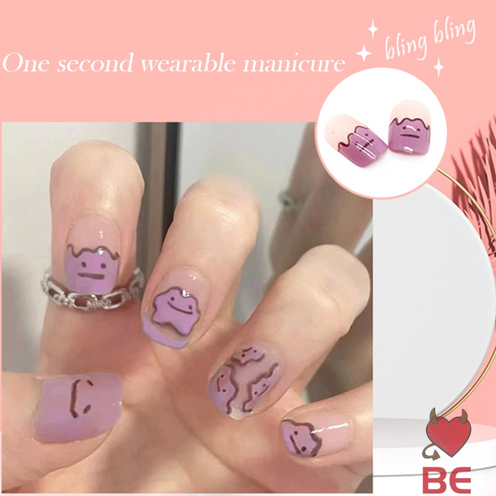 YADORNOS Set 24 móng tay giả YADORNOS trang trí dễ thương cho nữ