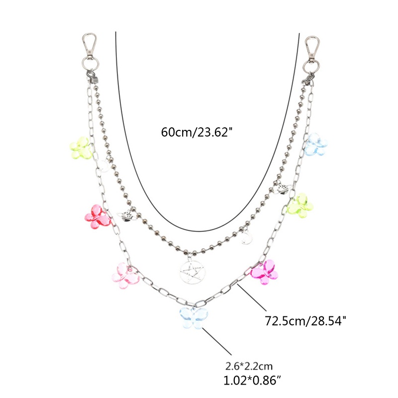 Youyo Dây Xích Gắn Móc Khóa Hình Bướm Bằng Hợp Kim Trong Suốt Phong Cách Hip hop Đường Phố Cho Nữ