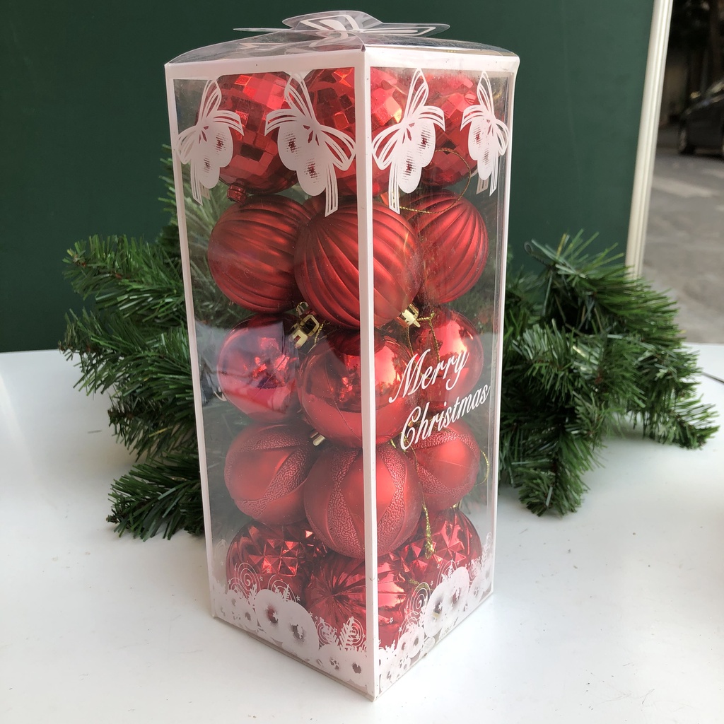 Hộp 20 quả châu kiểu mới đường kính 5cm treo cây thông Noel trang trí Giáng sinh làm vòng nguyệt quế
