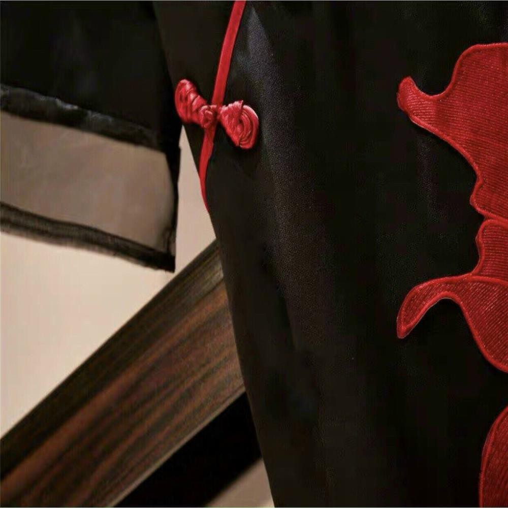 Đầm Suông Màu Đen Cổ Tàu, Sườn Xám Cách Tân Thêu Nổi Họa Tiết Con Cá Xẻ Tà Trang Trí Thời Trang Quảng Châu 2021. | BigBuy360 - bigbuy360.vn