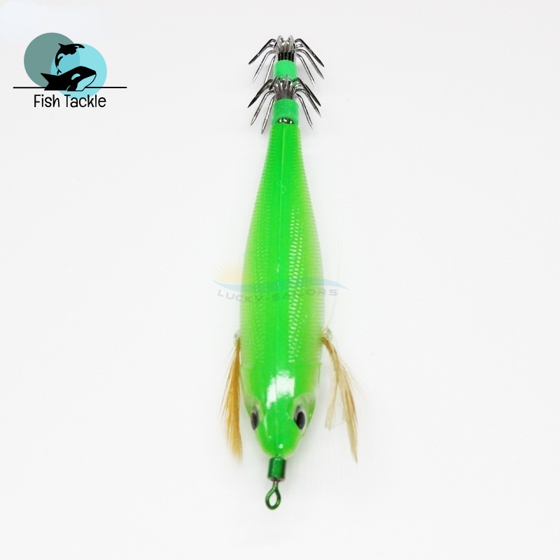 Mồi Câu Cá Giả Hình Con Mực Phát Quang YOZURI UV Bằng Gỗ