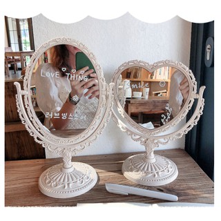 [Xiaolin Store] 🌸Gương để bàn hình trái tim và hình bầu dục phong cách Châu Âu - hai mặt xoay 360 độ