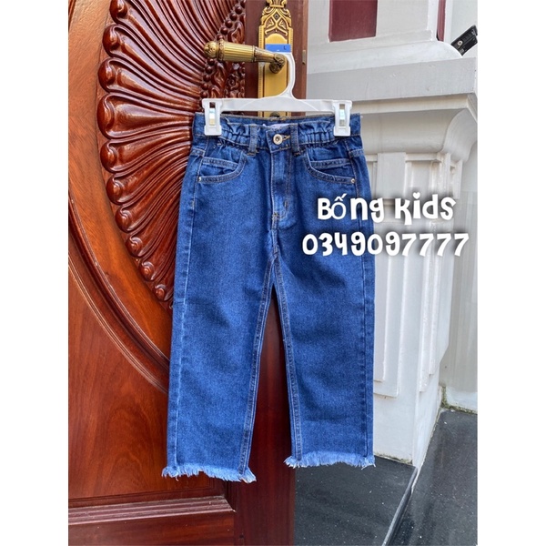 Quần Jean Bé Gái Dáng Suông Gấu Tua Rua ZR
