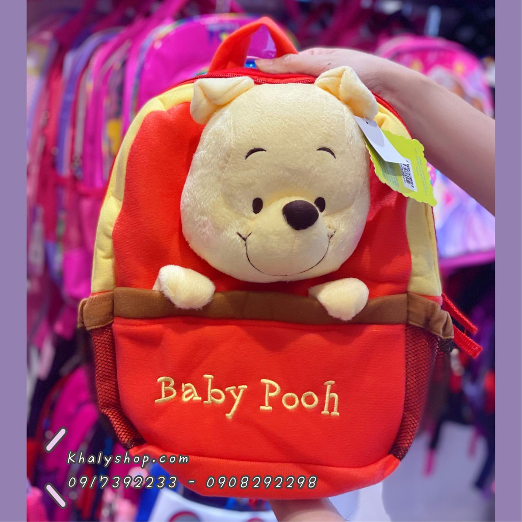 Balo vải thú trẻ em 11" 1 ngăn hình gấu Pooh màu đỏ cho các bé (Thái Lan) - BLTHU010 (22x7x30cm)