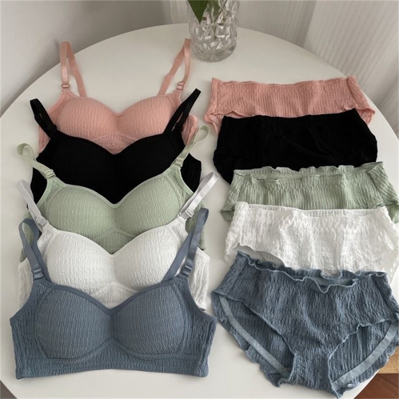 1 Bộ Đồ Lót Cotton Nâng Ngực Không Đường May Dễ Thương Cho Nữ
