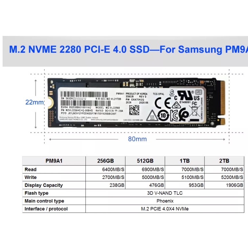 Ổ cứng SSD Samsung NVMe PM9A1 M.2 PCIe Gen4 x4 512GB - OEM 980 PRO 512G, lắp đặt & cài win FREE | BigBuy360 - bigbuy360.vn