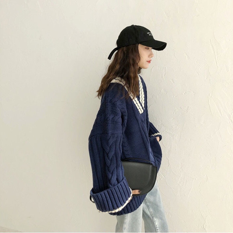 Áo Khoác Dệt Kim Dày Dáng Rộng Cổ Chữ v Màu Sắc Thời Trang Thu Đông Dành Cho Nữ | BigBuy360 - bigbuy360.vn