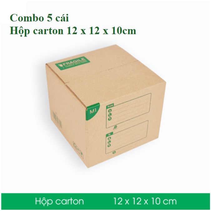 [size 12x12x10cm ] Hộp carton gói hàng - Combo 5 cái