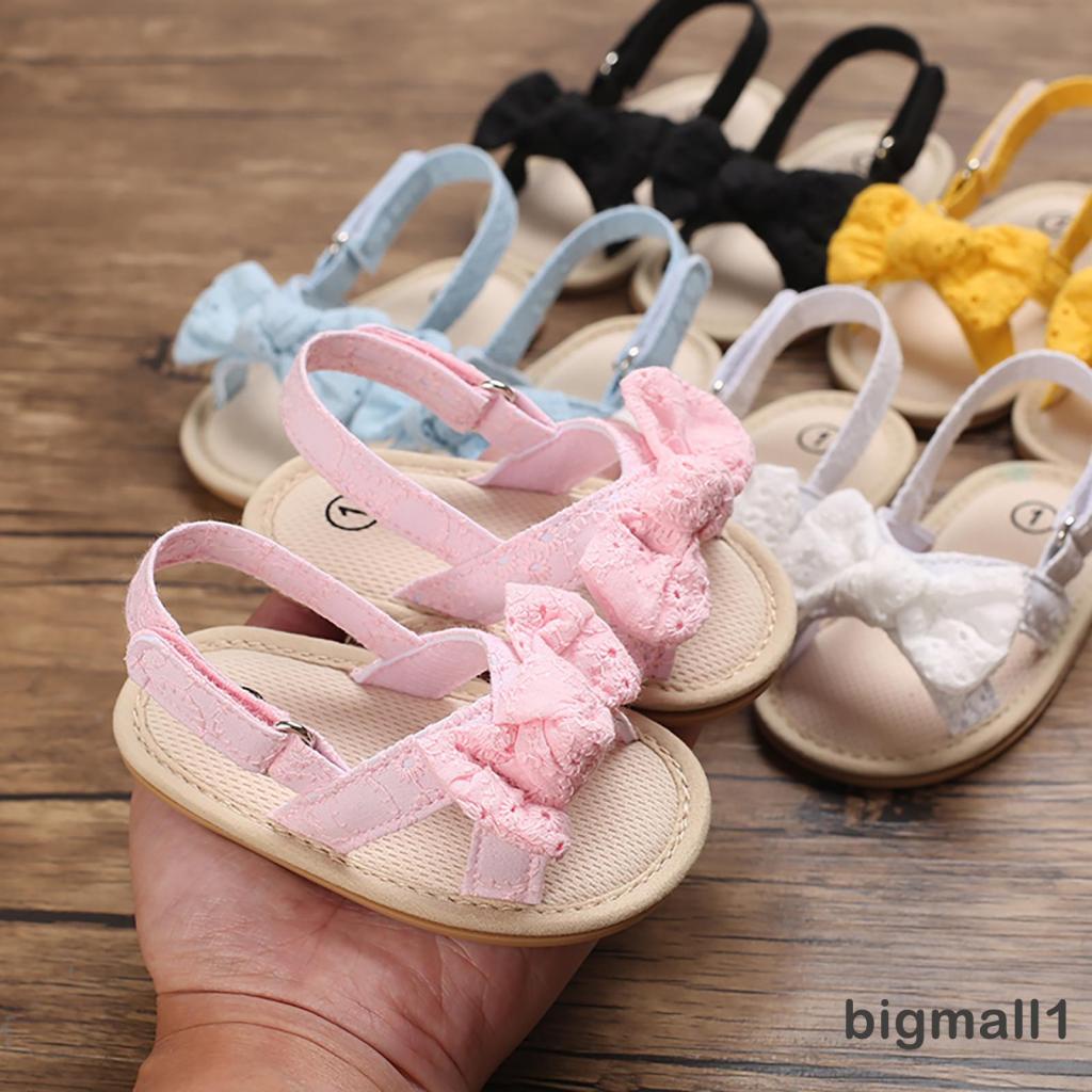 Xăng đan Đính Nơ Vải Cotton Chống Trượt Cho Bé 0-18 Tháng Tuổi