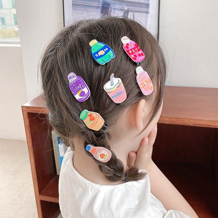 Set 10 kẹp tóc bằng nhựa acrylic kiểu dáng hoạt hình dễ thương cho bé gái