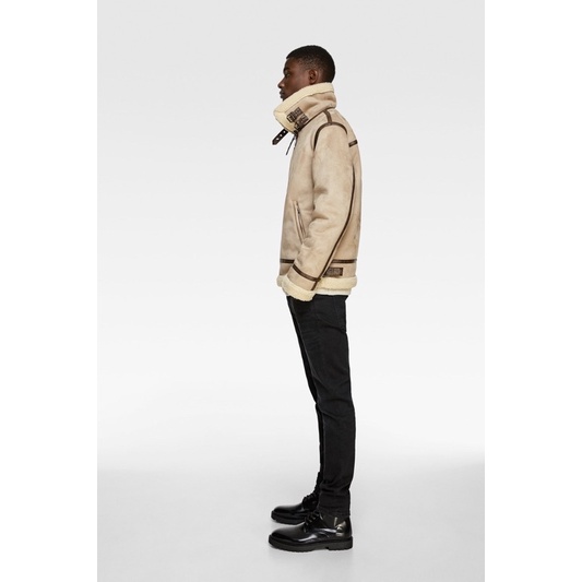 Order áo khoác auth tuồn ZARA của nam Áo khoác da lộn lót lông cừu dày