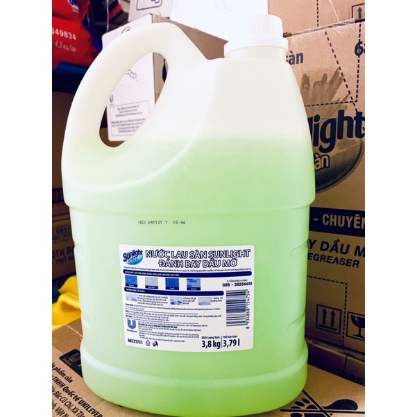 Nước Lau Sàn Sunlight Chuyên Dụng Đánh Bay Dầu Mỡ Hương Trà Xanh Can 3.8kg
