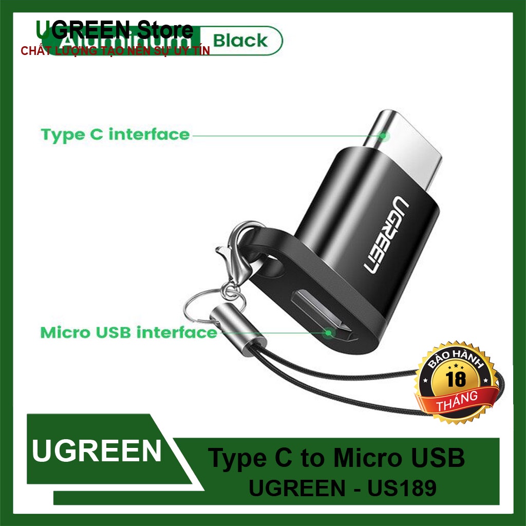 Đầu Chuyển USB Type C Sang Micro USB UGreen US189 US157 Cao Cấp