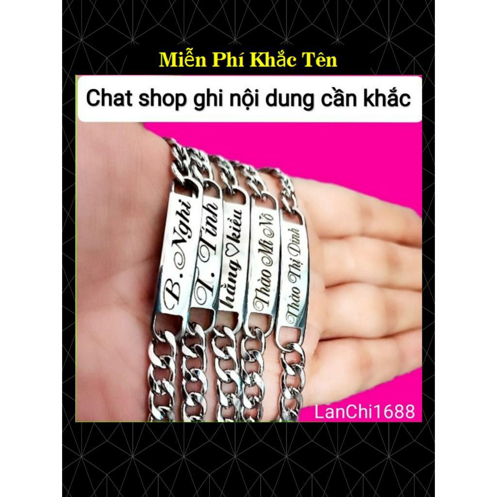 Khắc tên theo yêu cầu Vòng tay nam nữ chất liệu thép không gỉ,lắc tay cặp đôi khắc tên theo yêu cầu titan cao cấp