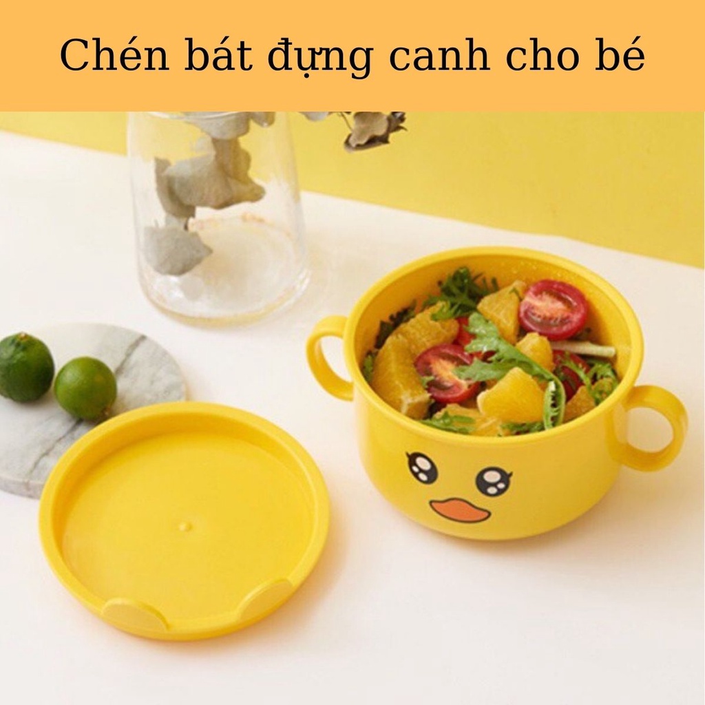 Bộ Khay Bát ăn dặm cho bé gồm 5 món Khay chia ngăn,bát,cốc,thìa,dĩa hình vịt con ngộ nghĩnh