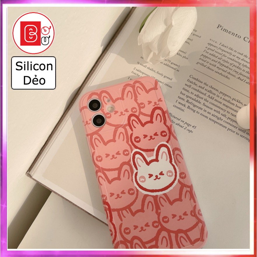 Ốp Lưng iphone 11 /8/8plus/7x/7Plus/xs/ xsmas/12/11/ 11promax/ 12promax thỏ Hồng Trắng-Bơ Bư