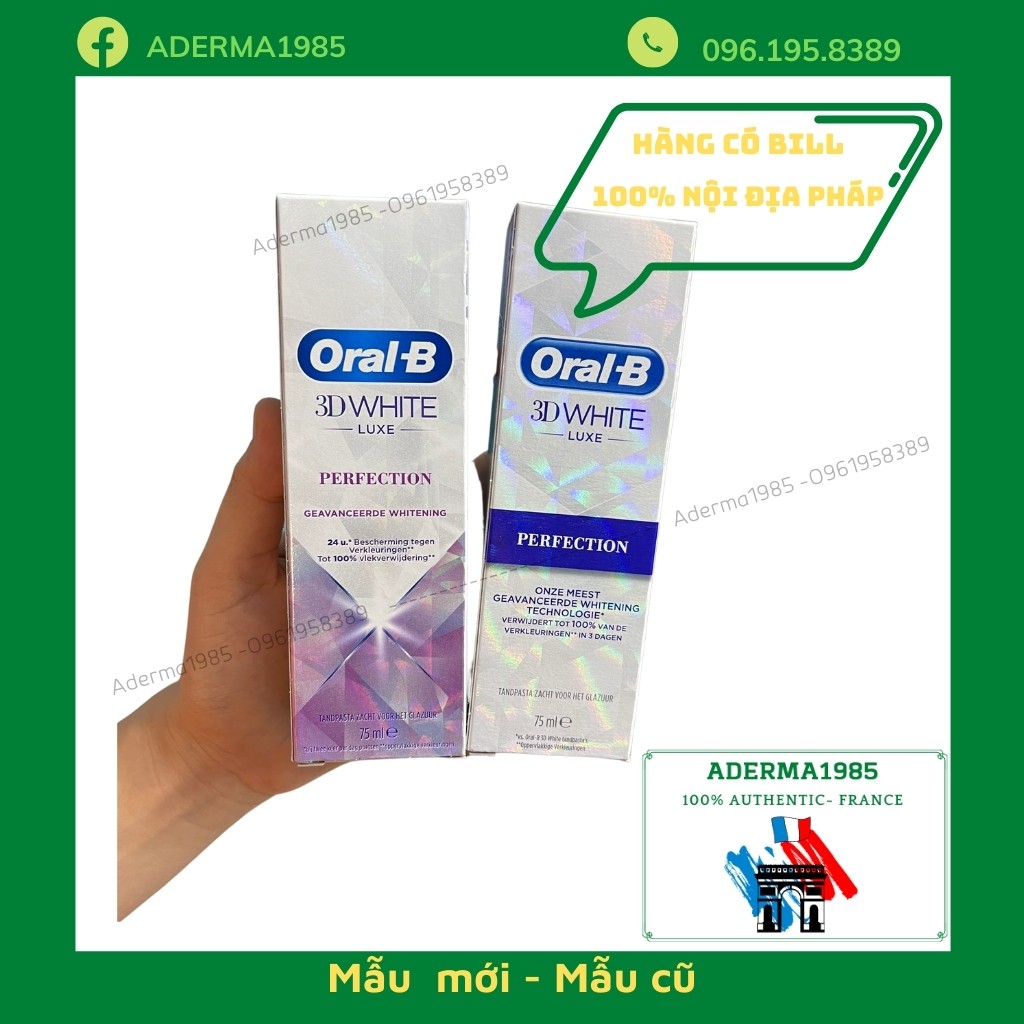 Kem đánh trắng răng oral b 3D white giúp cải thiện tình trạng ô vàng và làm trắng răng chỉ sau 7 ngày,oralb hàng Pháp