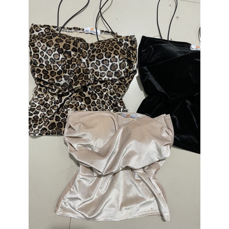 Áo 2 dây nữ kiểu xoắn ngực có mút lót form body croptop | BigBuy360 - bigbuy360.vn