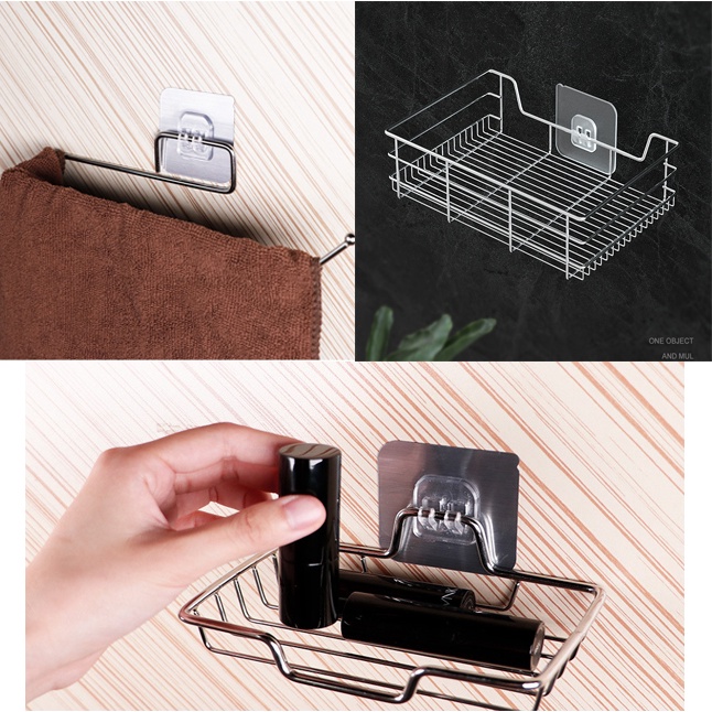 Móc đỡ kệ dán tường hai mặt trong suốt chịu lực chắc chắn không có gờ cho nhà bếp/phòng tắm chất lượng cao