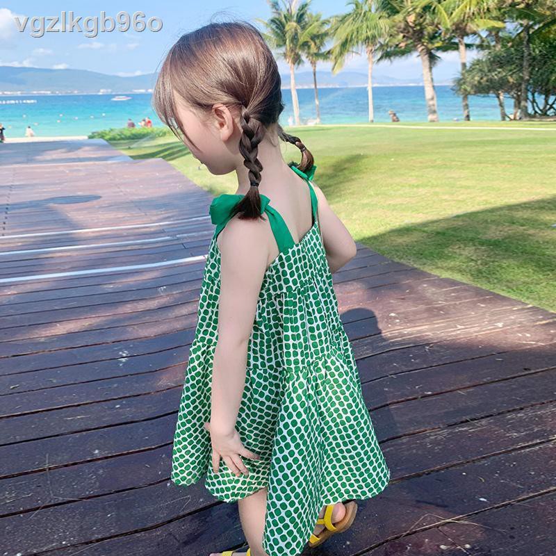 quần short bé trai❐Cô gái địu váy 2021 mùa hè mới của trẻ em kiểu phương tây không tay dây treo công chúa triều [