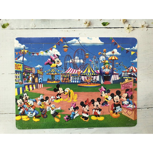 Tranh ghép hình puzzle gỗ 60 pcs - Loại khổ to A4 có nền gỗ và tranh mẫu để bé ghép theo