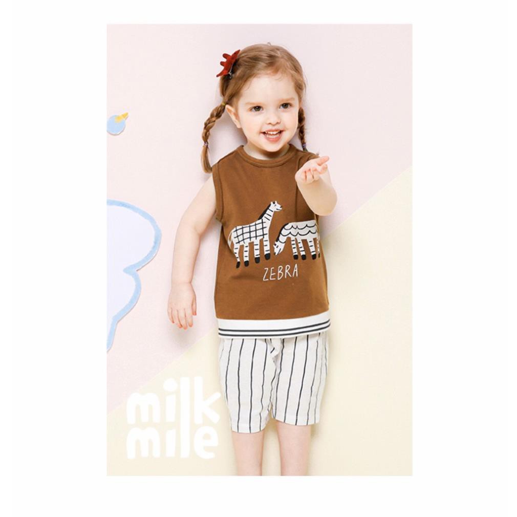 Quần short lửng kẻ sọc  trắng logo đầu ngựa Milk Mile. HA0889