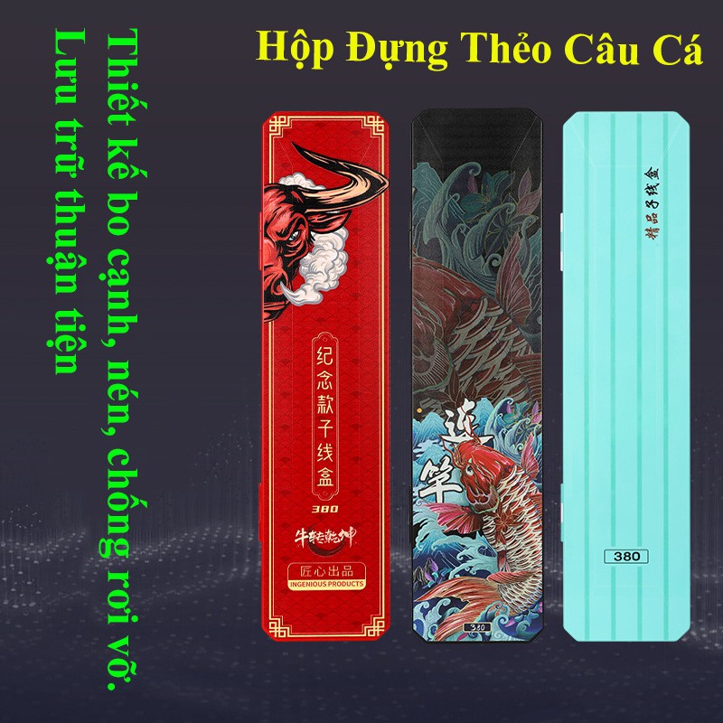 Hộp Đựng Lưỡi Câu Đài Lưỡi Câu Đôi, Thẻo câu cá in hình họa tiết trâu đỏ , cá chép siêu hot HPK-8