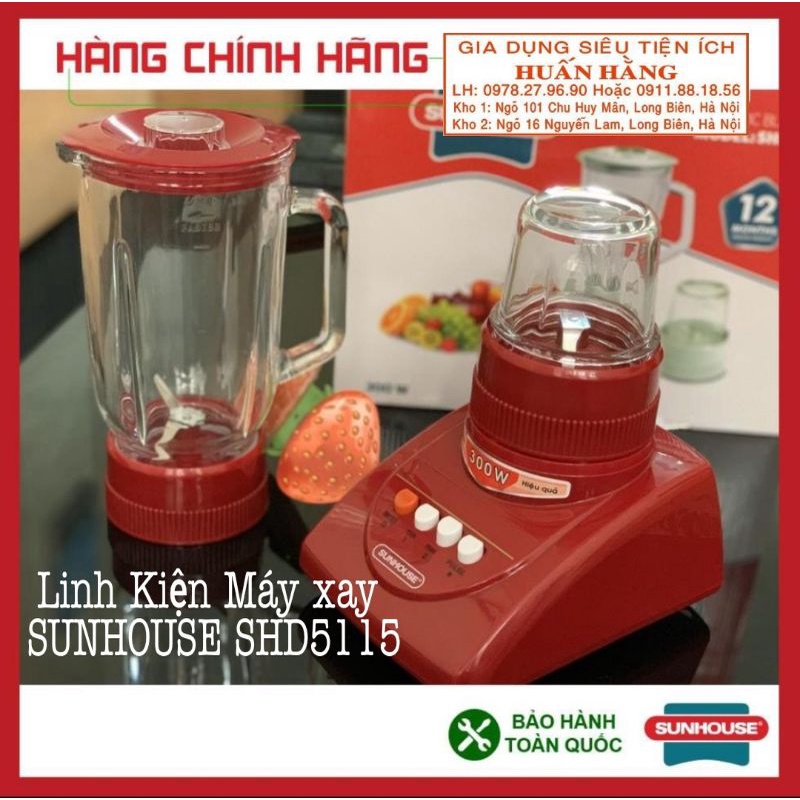 (LINH KIỆN CHÍNH HÃNG) BỘ CỐI XAY KHÔ MÁY XAY SUNHOUSE SHD5115 - Dao xay khô, Gioăng, Cối xay khô