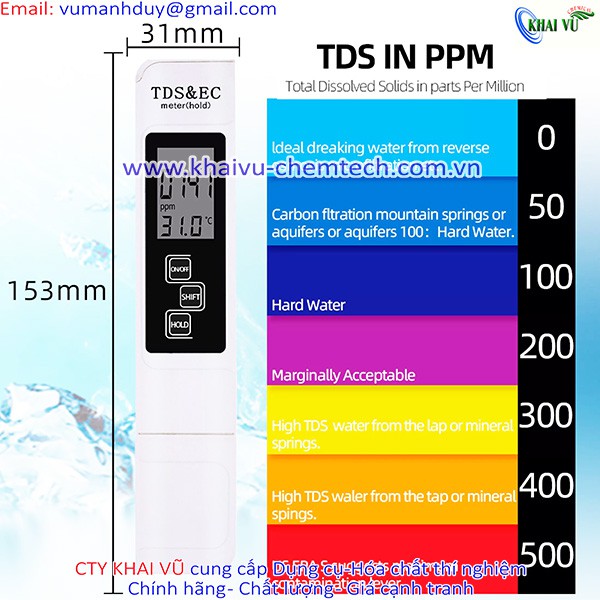 Bút Đo TDS và EC Đo Độ Sạch, Độ Dẫn Điện, Nhiệt Độ Của Nước Kiểm tra độ sạch của Nước