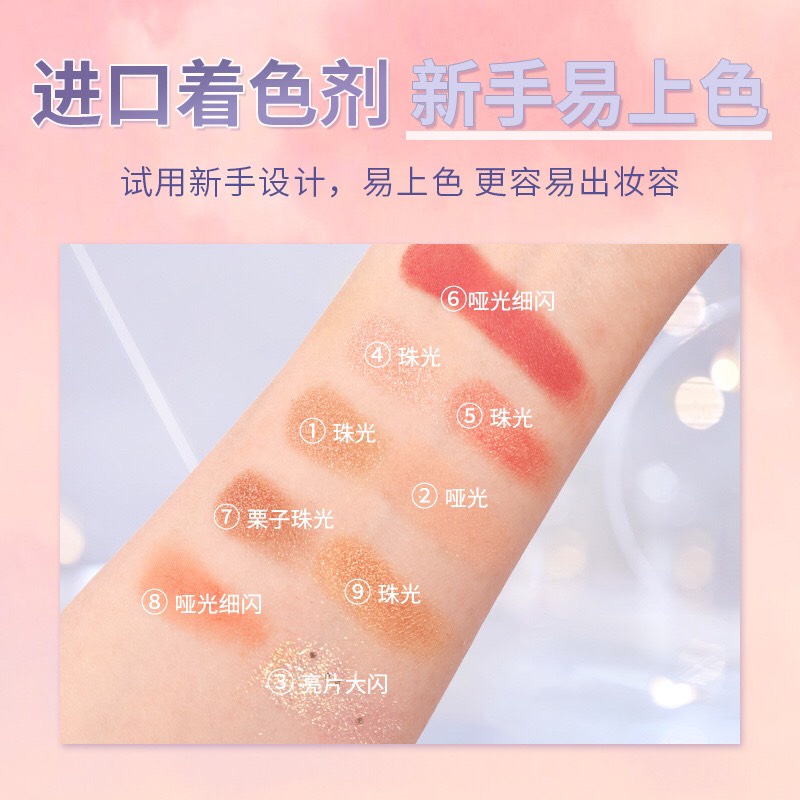 Bảng phấn mắt 9 ô lameila Tông Màu Nâu Cam Vàng Nhũ Siêu hottrend Xillin House | BigBuy360 - bigbuy360.vn