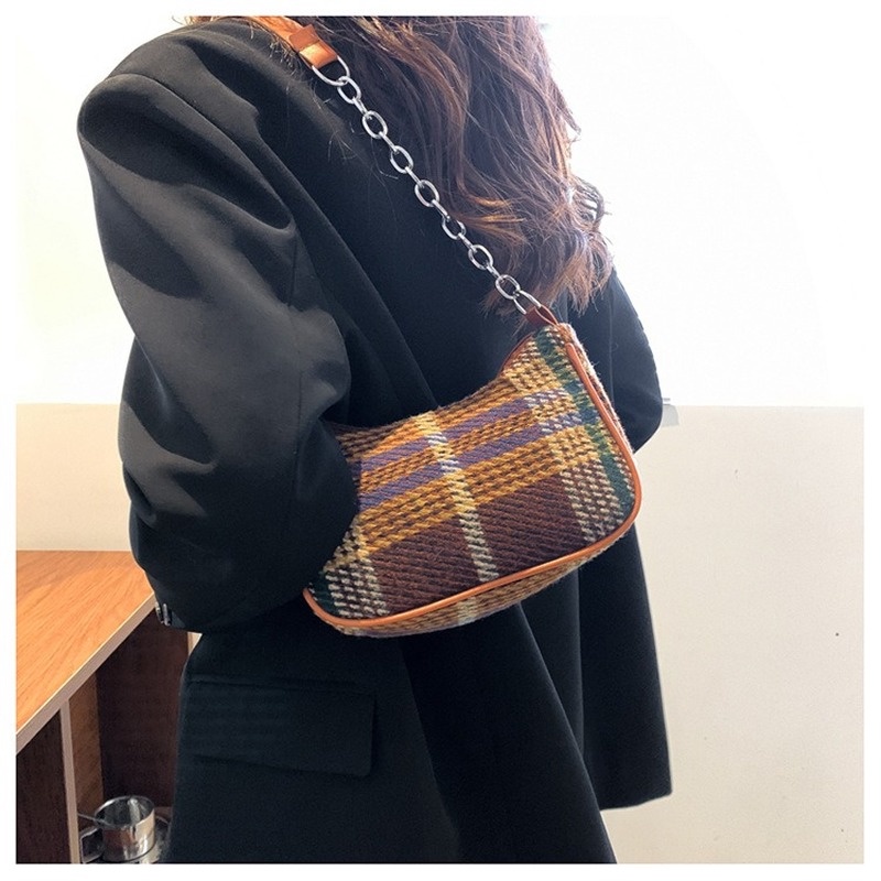 Túi tote Đeo Vai / Đeo Cánh Tay Cỡ Lớn Họa Tiết Kẻ Sọc Chất Liệu canvas Thời Trang Thu Đông NB00357