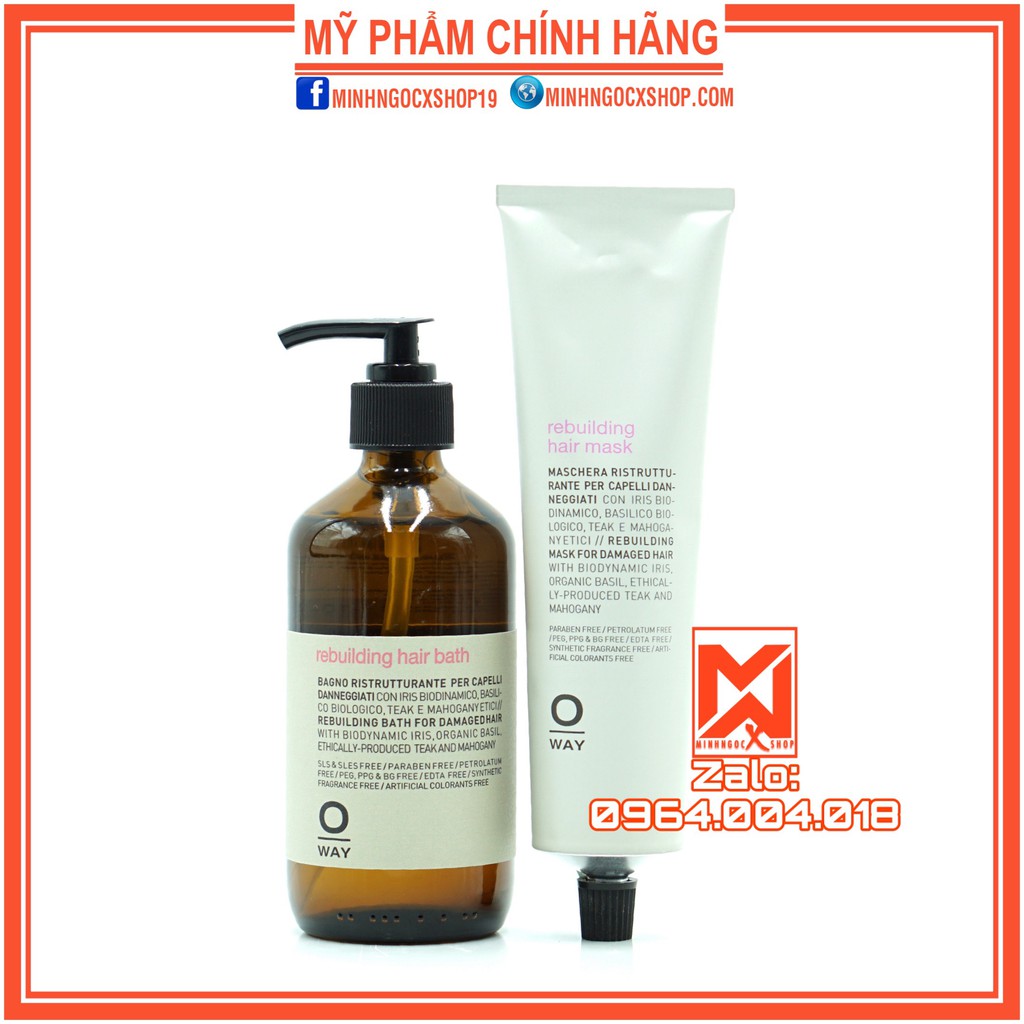 BỘ DẦU GỘI & KEM Ủ TÁI TẠO CẤU TRÚC TÓC ROLLAND OWAY REBUIDING 240ML/150ML - CHÍNH HÃNG