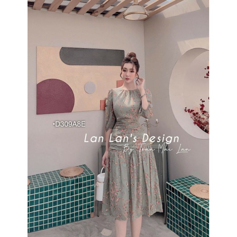 ĐẦM MAXI HOA NHÚN ĐUÔI CÁ TAY LỠ | BigBuy360 - bigbuy360.vn