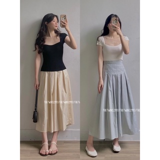 Set áo len đen/trắng váy be/xanh ảnh thật tự chụp