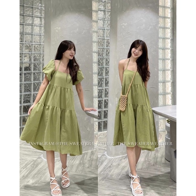 Váy babydoll xốp mềm tay bồng tháo rời mặc được 3 kiểu