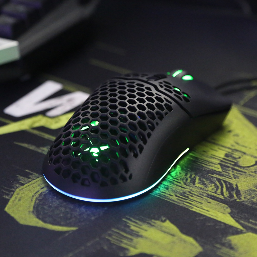 Chuột gaming Delux M700 PMW3389 RGB thiết kế tổ ong có dây cáp mềm độc đáo