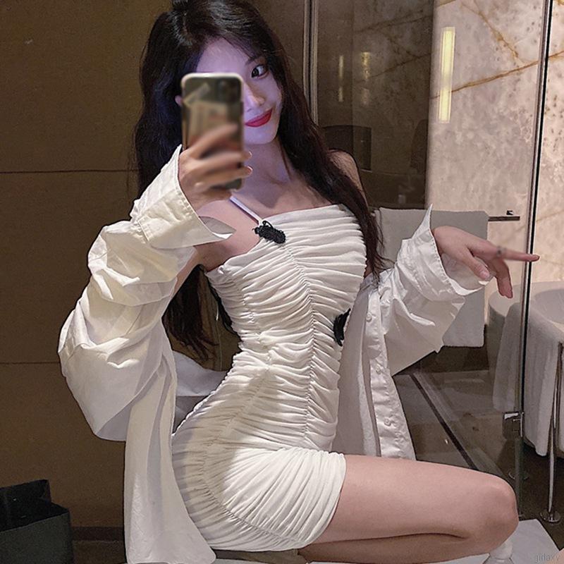 Đầm Sát Nách Hoạ Tiết Bướm Phong Cách Hàn Quốc Quyến Rũ Cho Nữ