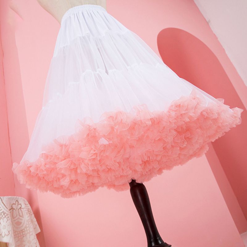 Áo Khoác Vải Tuyn Phối Bèo Nhún Màu Sắc Tương Phản Phong Cách Lolita 60cm Cho Nữ
