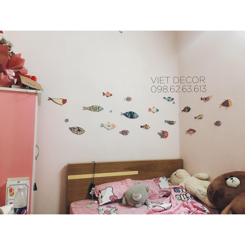 TRANH DECOR Dán tường Trang trí Nhà cửa – Bộ tranh Dán tường 10 em Cá Hề hước -  Fomex Dày dặn, Có sẵn băng keo đi kèm