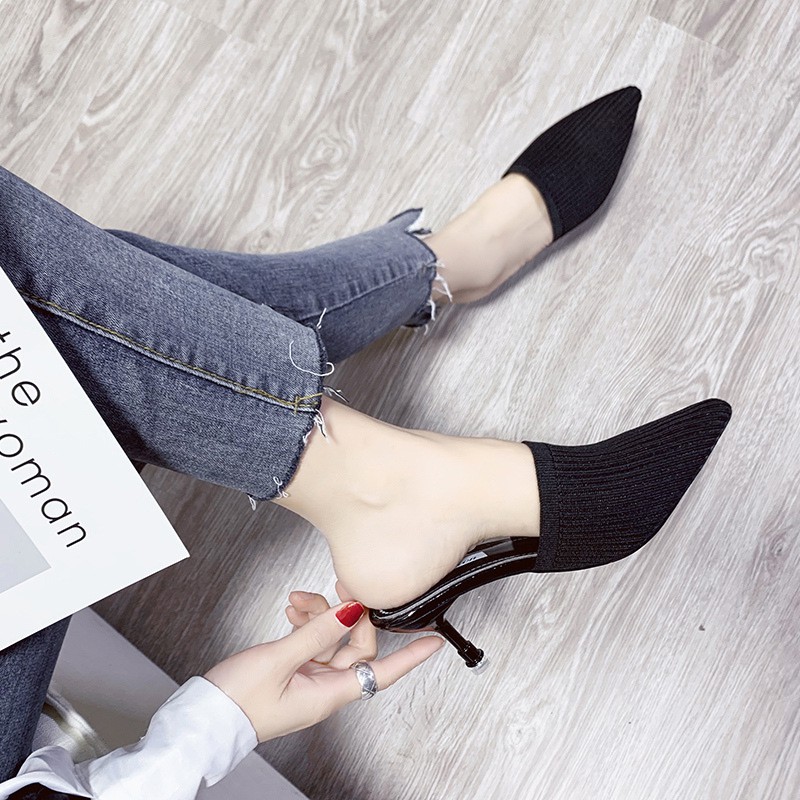 Giày Sandal cao gót nữ mũi nhọn đế chống trơn trượt