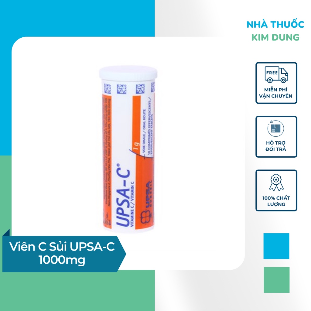 Viên C Sủi UPSA-C 1000mg Hỗ Trợ Thiếu Hụt Vitamin C Tăng Cường Đề Kháng Hộp 10 Viên