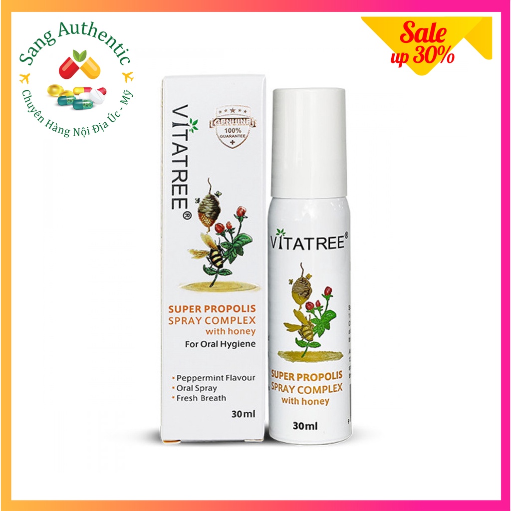 Xịt họng keo ong Vitatree Super Propolis Spray Complex - Chai 30ml