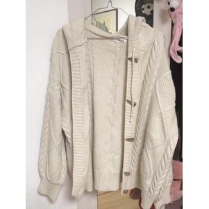 Áo khoác cardigan dệt kim nữ có nón trùm mùa xuân và mùa thu thiết kế mới phong cách Hàn Quốc