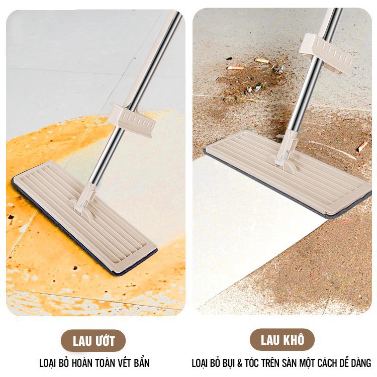 Cây chổi lau nhà tự vắt thông minh siêu sạch kèm 2 bông lau - Dbavio