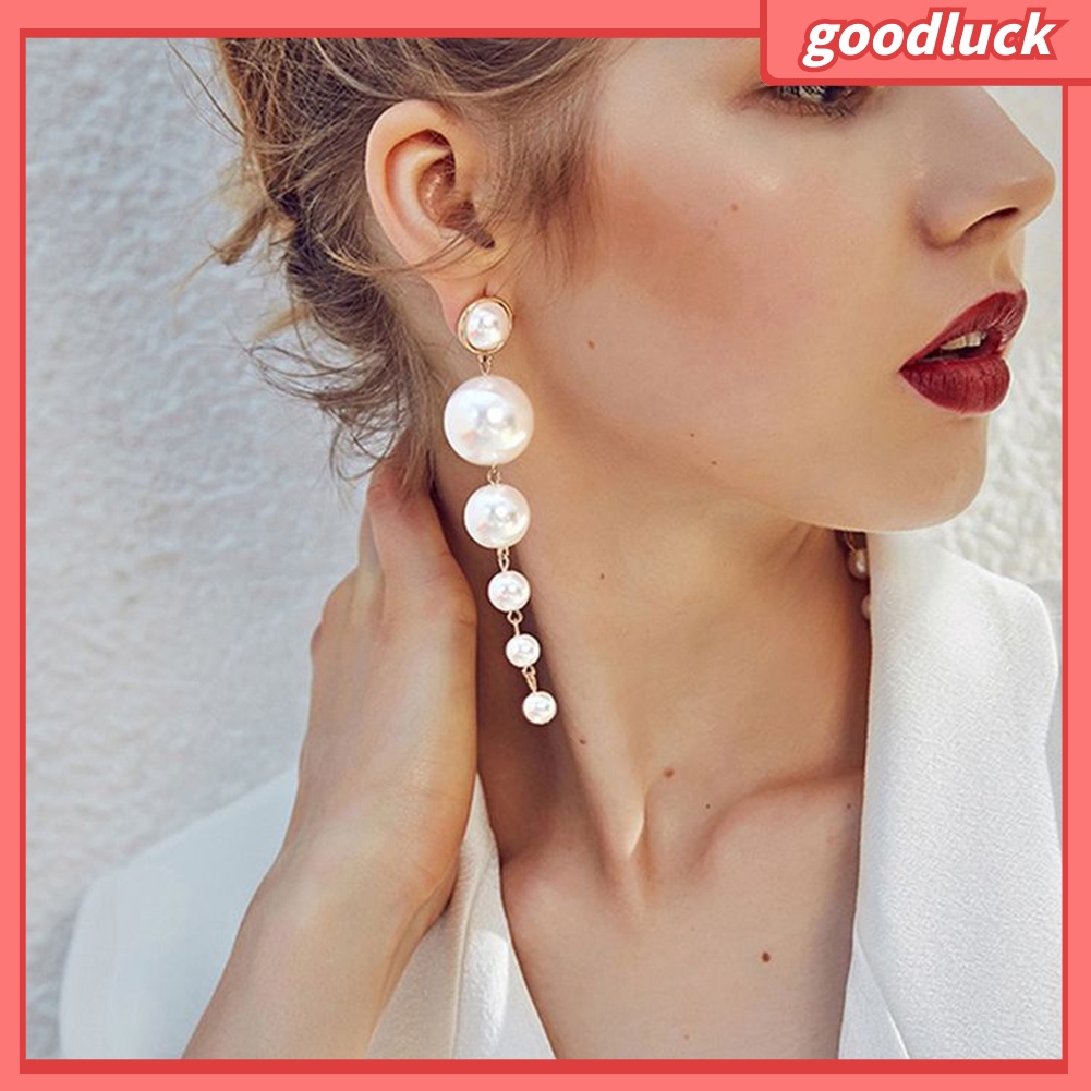 Khuyên tai nữ dáng dài đính ngọc thời trang